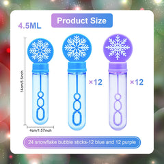 Wobeny snowflake wand close-up shows sturdy plastic and vibrant bubbles.