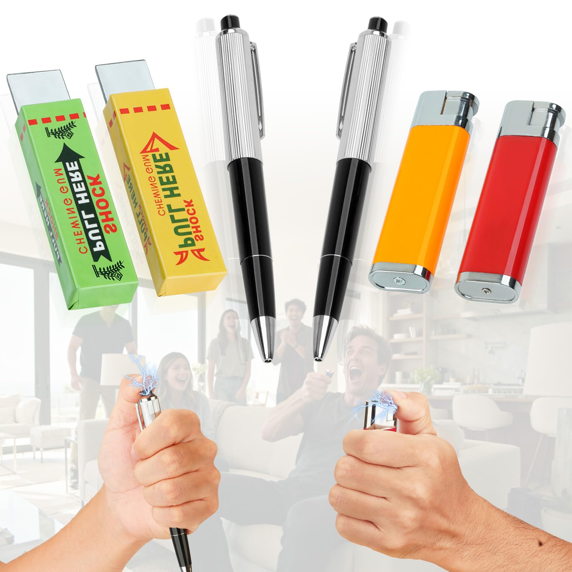 WOCNIB shock clicker model green ready to spark laughter at a party.