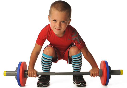WOD Toys Barbell Mini overhead squat setup for safe kid-friendly movement