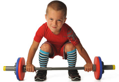 WOD Toys Barbell Mini overhead squat setup for safe kid-friendly movement