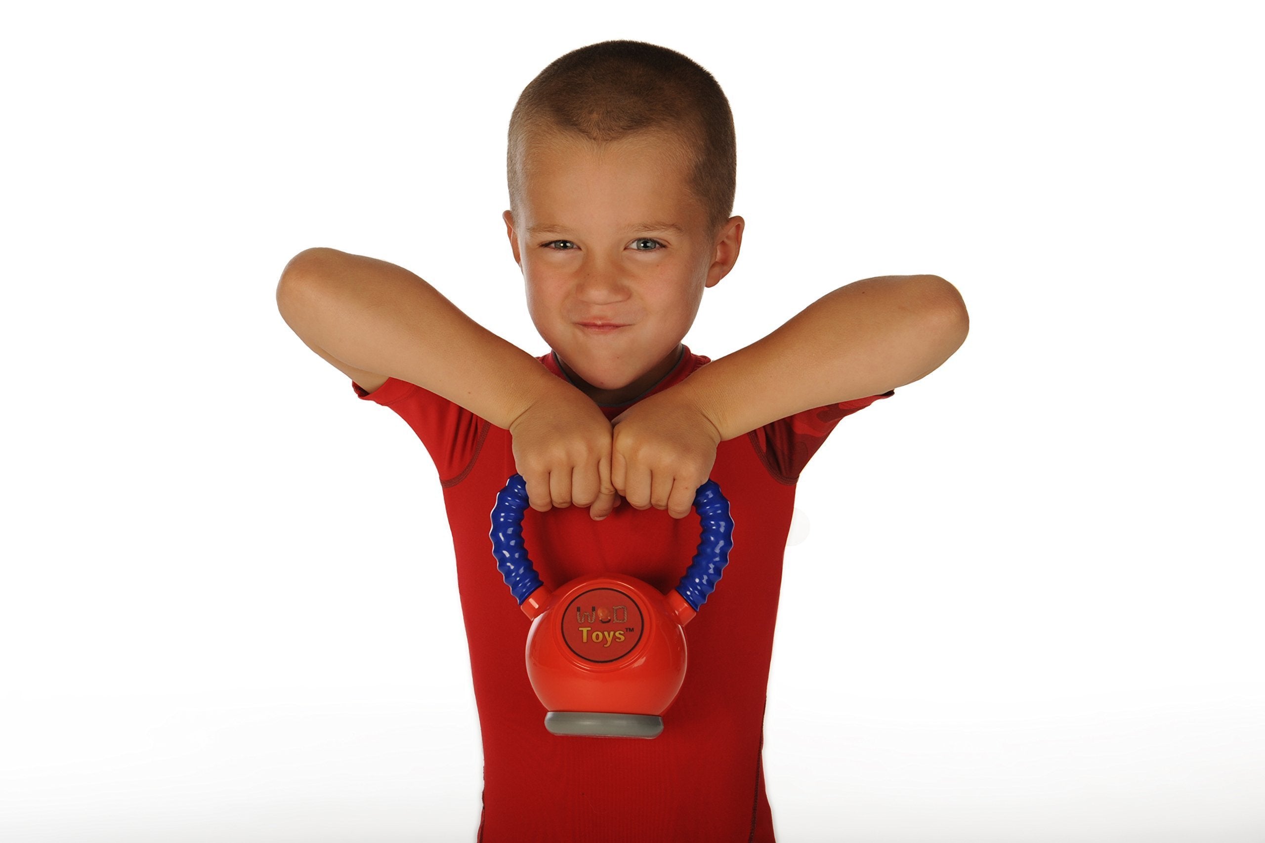 WOD Toys Kettle Kid red in-use shot shows kid-friendly workout moments