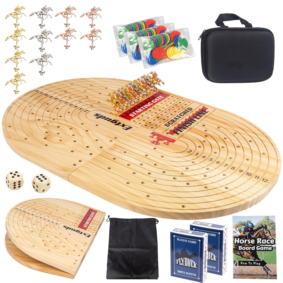 WodGod 24-8in wood horse race board ready for durable home racing fun.