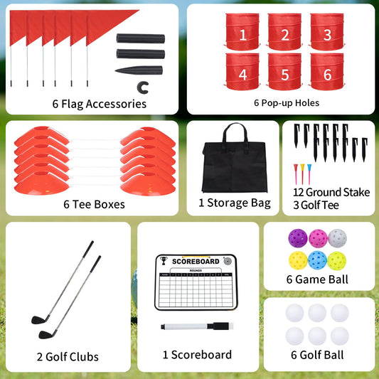 WodGod backyard golf set clubs for easy swing practice at home or on the go.