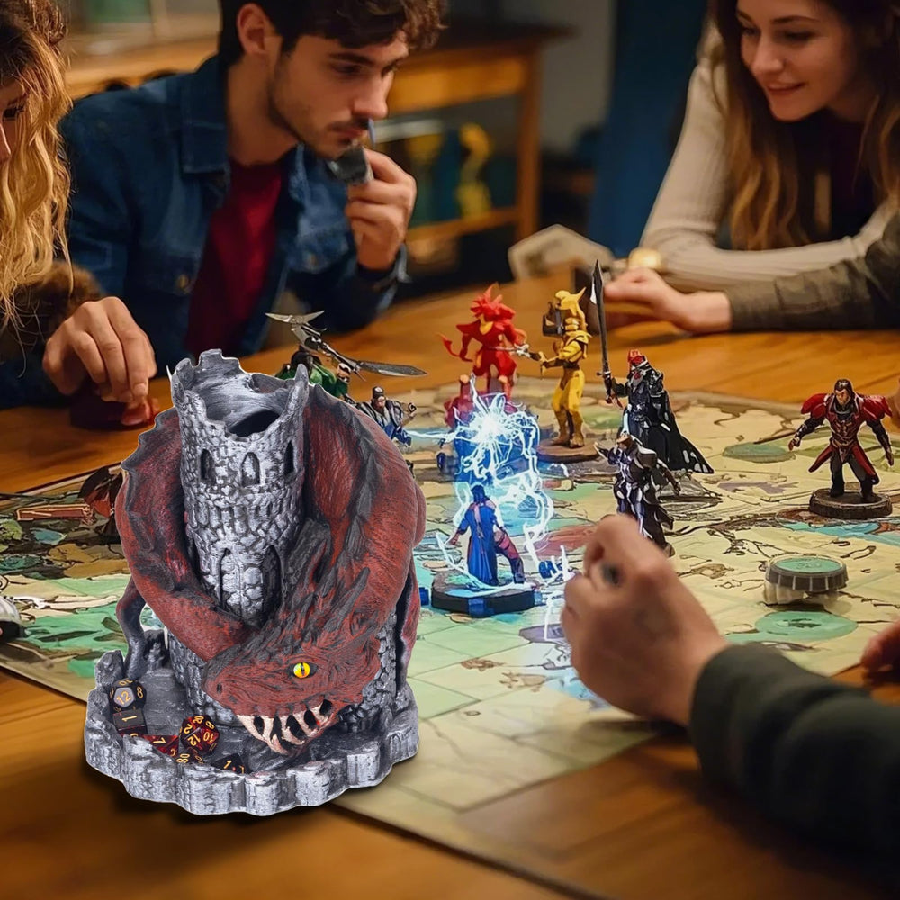 WodGod resin craftsmanship highlights dragon and castle details.