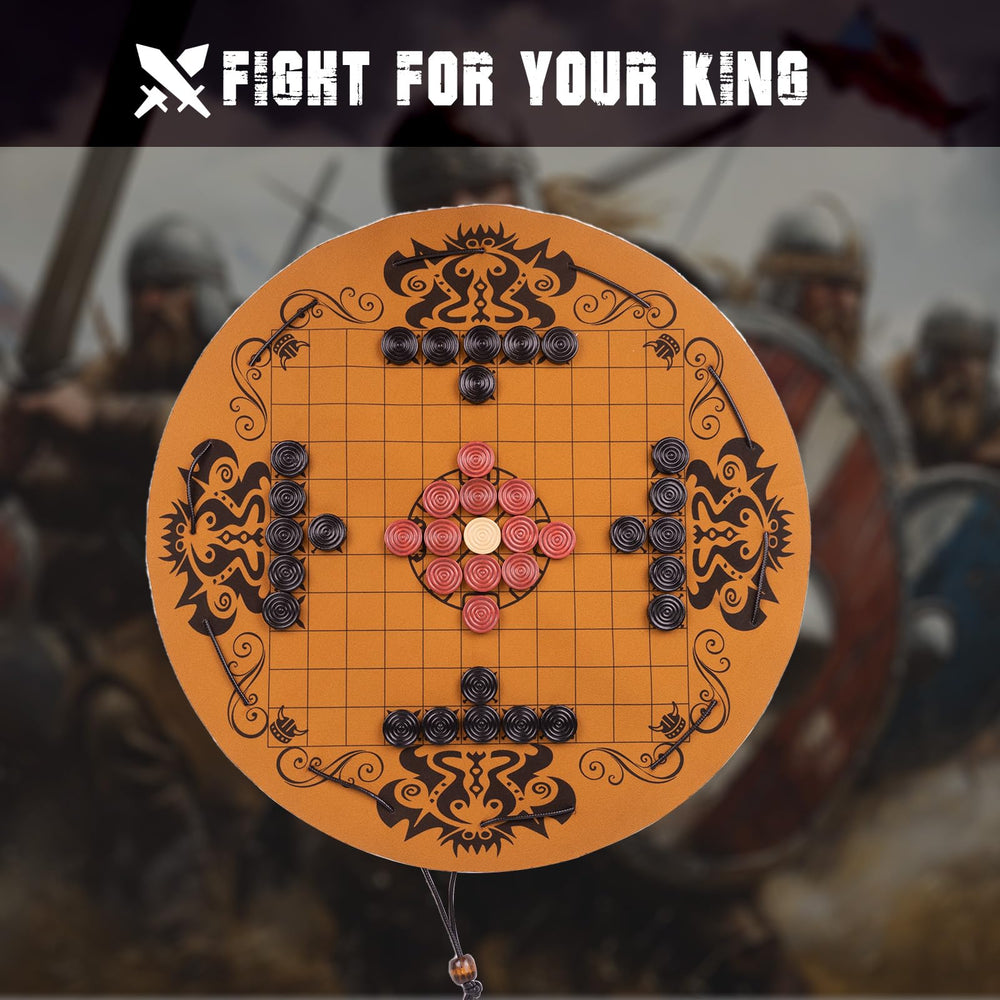 WodGod Hnefatafl leather playmat supports portable, travel-friendly gameplay.