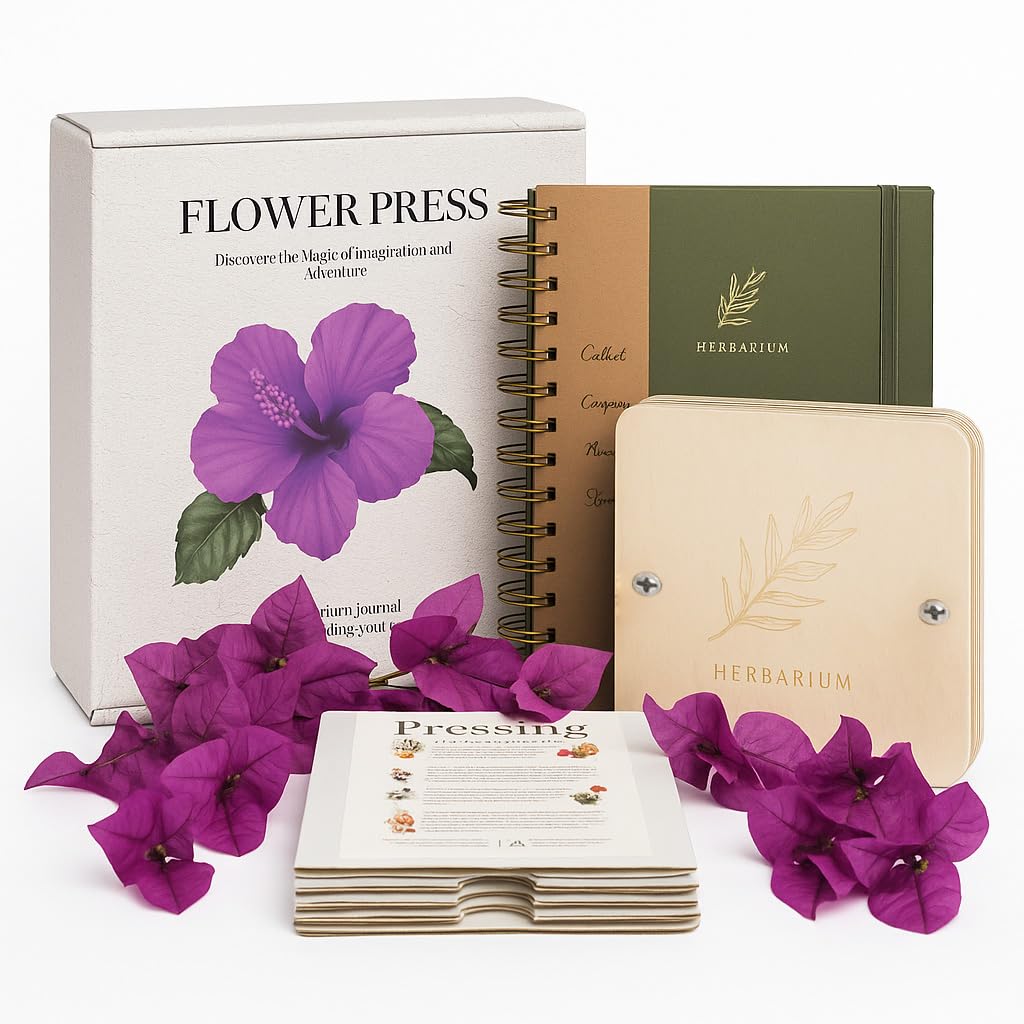 WOKK flower press with wooden frame for delicate petal preservation.