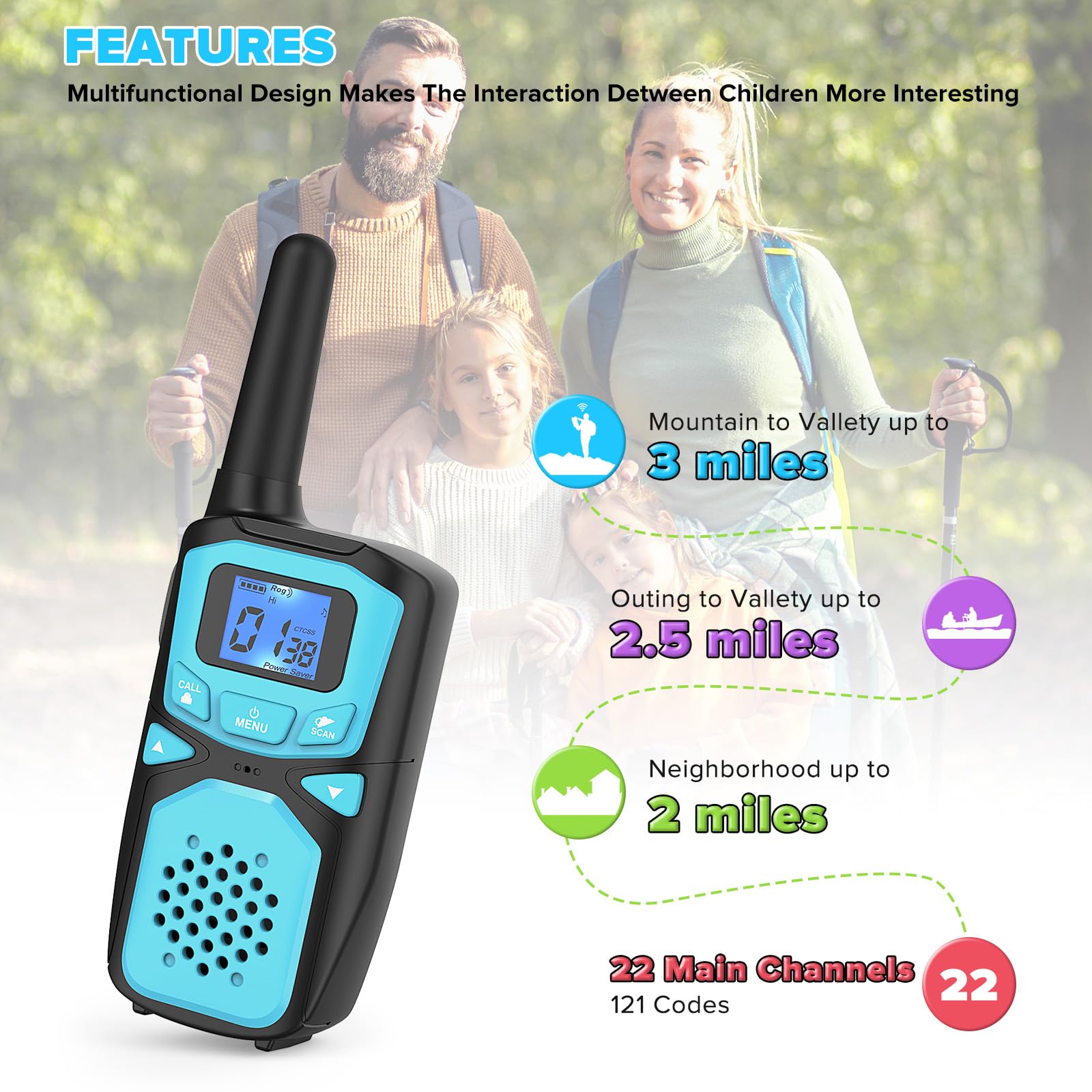 WokTok VOX walkie talkie with backlit display for day and night visibility
