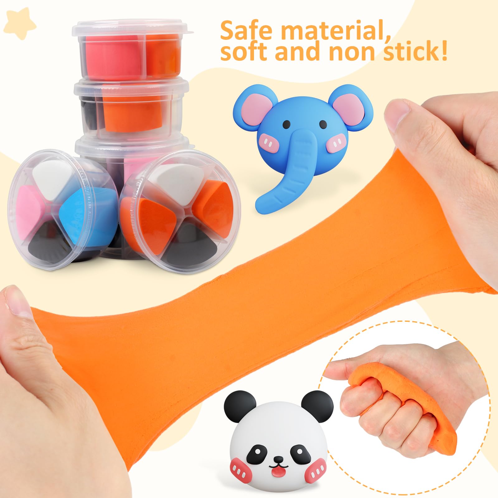 WOKWCI soft, non-stick clay texture that's safe for kids.