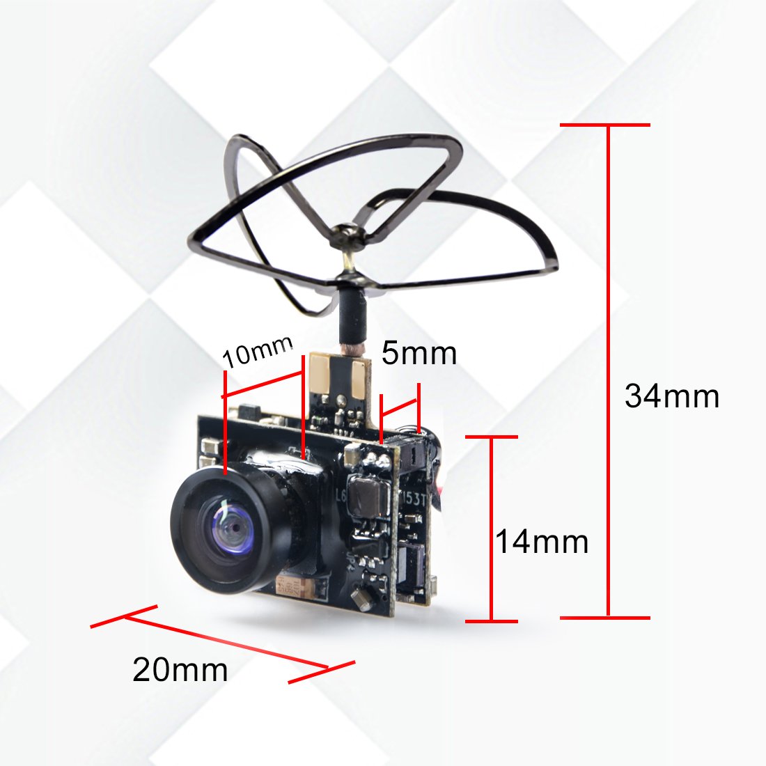 Wolfwhoop WT03 camera top view highlighting slim profile for micro drones