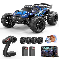 Womaqu RC car front view shows rugged build for off-road speed and control.