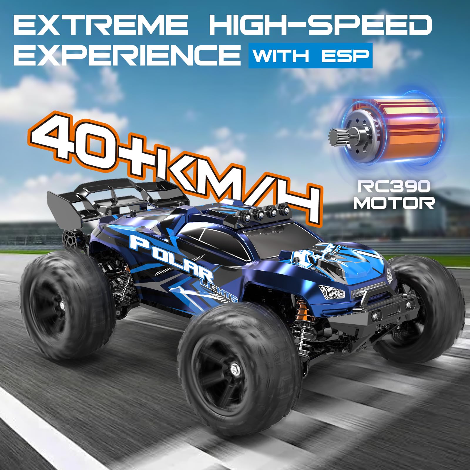 Womaqu RC car top view emphasizes compact scale and component layout.