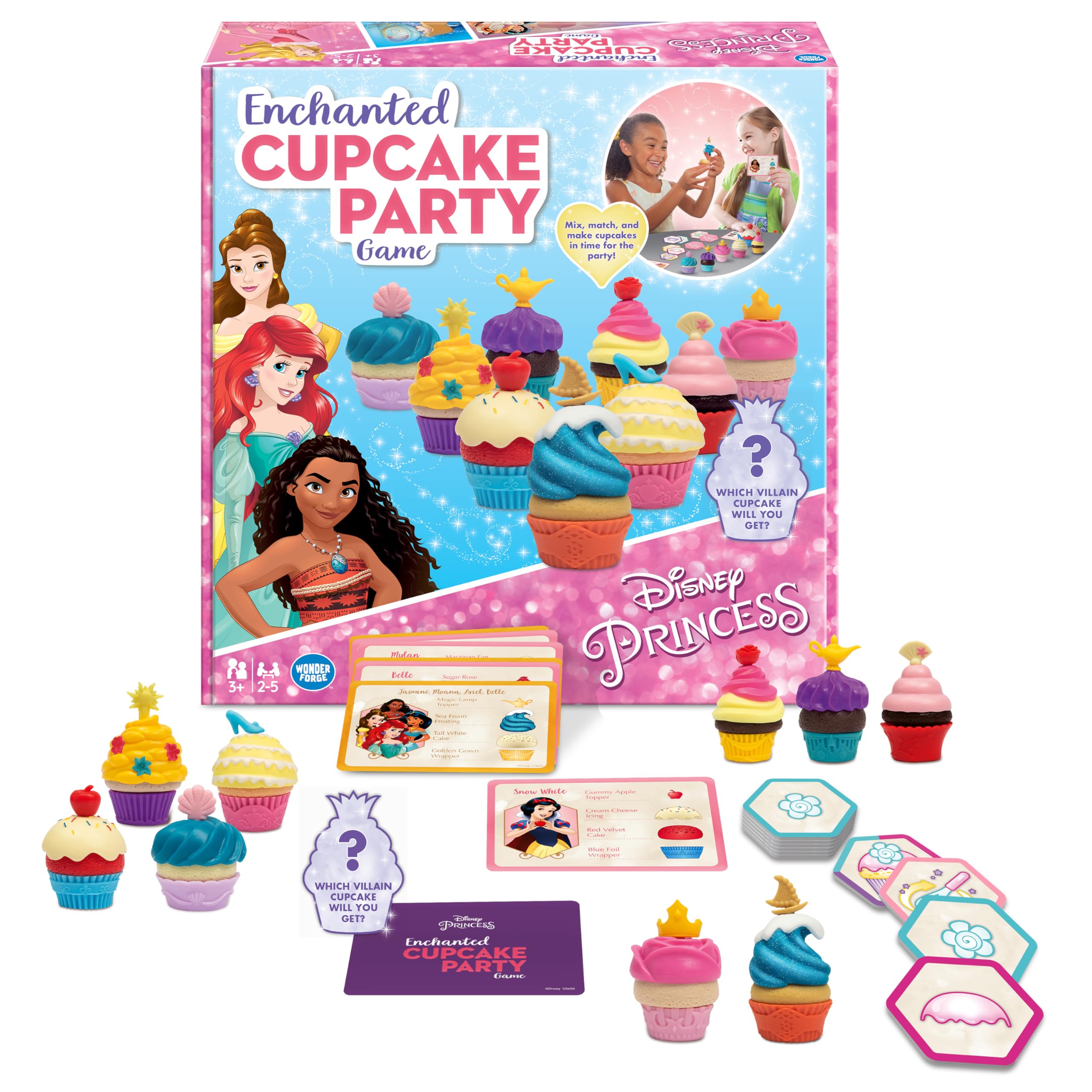 Wonder Forge Disney Princess Enchanted Cupcake Party Game box front invites family game night.