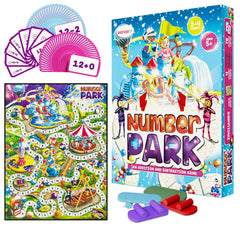 WONDER IT Number Park board game setup to practice addition in a fun environment.