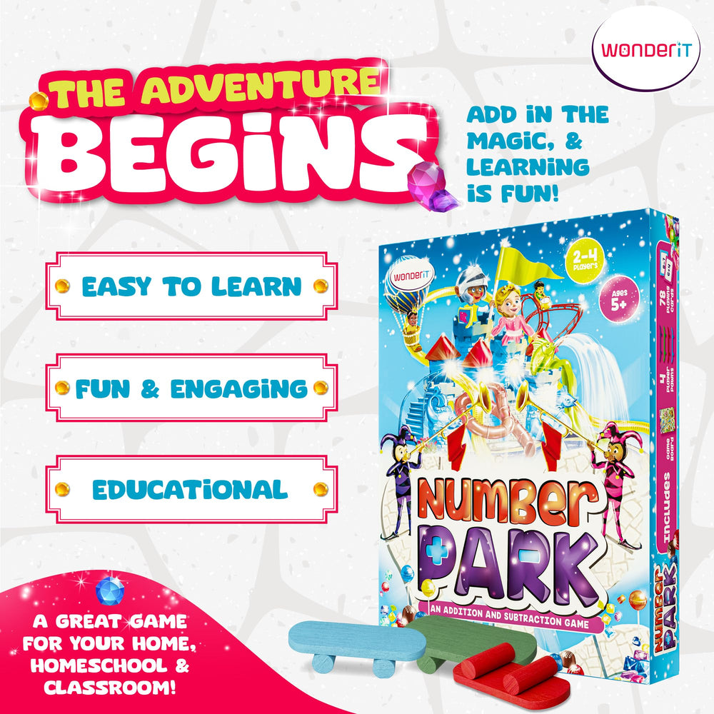 WONDER IT Number Park flash cards show sums and differences for quick drills.