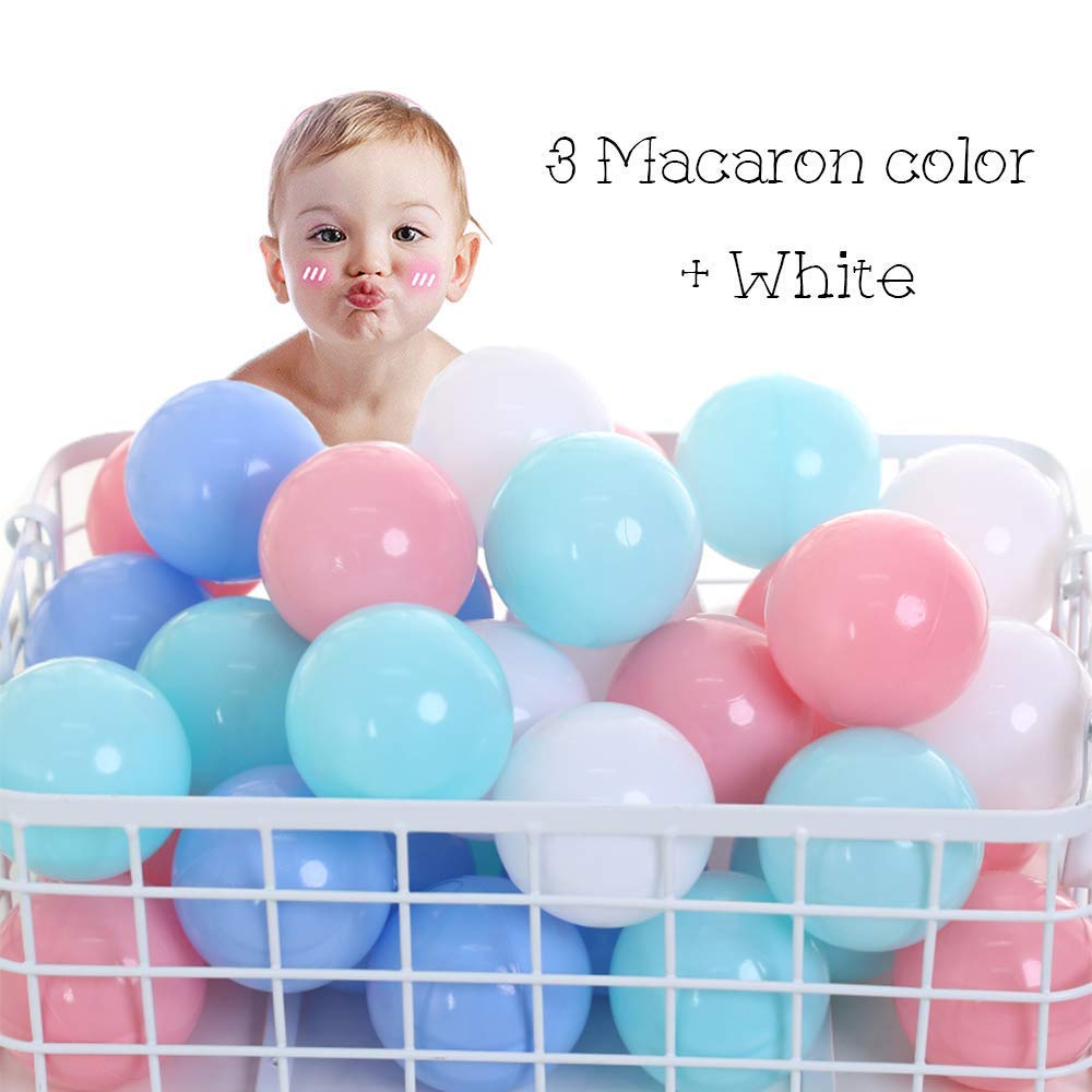 Wonder Space Soft Pit Balls pastel colors with mesh storage bag for easy cleanup.