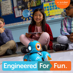 Wonder Workshop Dash box includes robot, connectors, and USB cable.