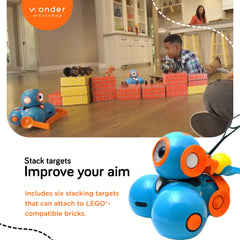 Launcher works with compatible bricks to build larger targets for Dash