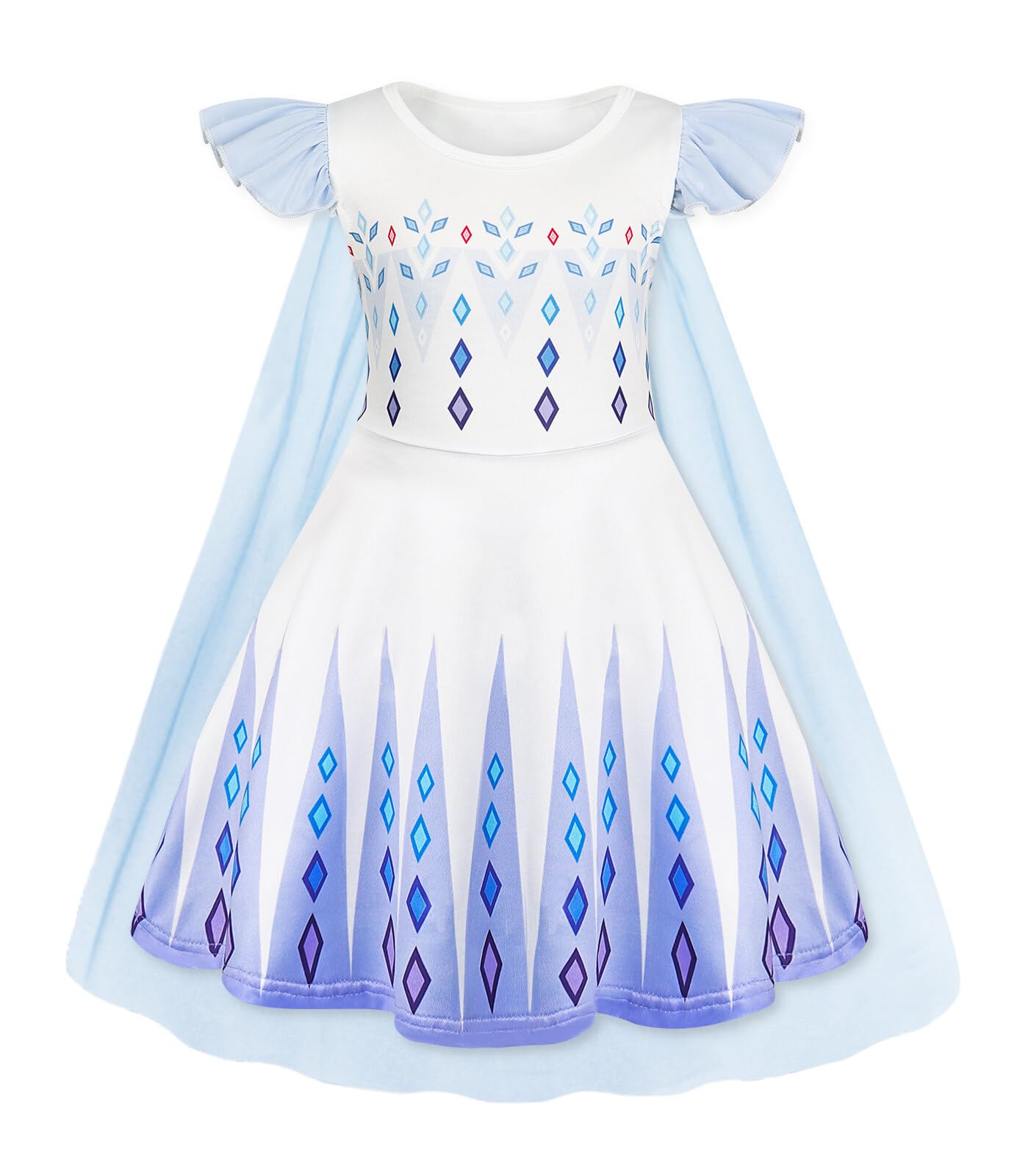 WonderBabe Snow Princess dress front view for imaginative play and photo-worthy moments.