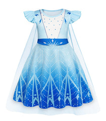 WonderBabe Snow Queen dress with cape for toddlers; soft fabric and magical play.
