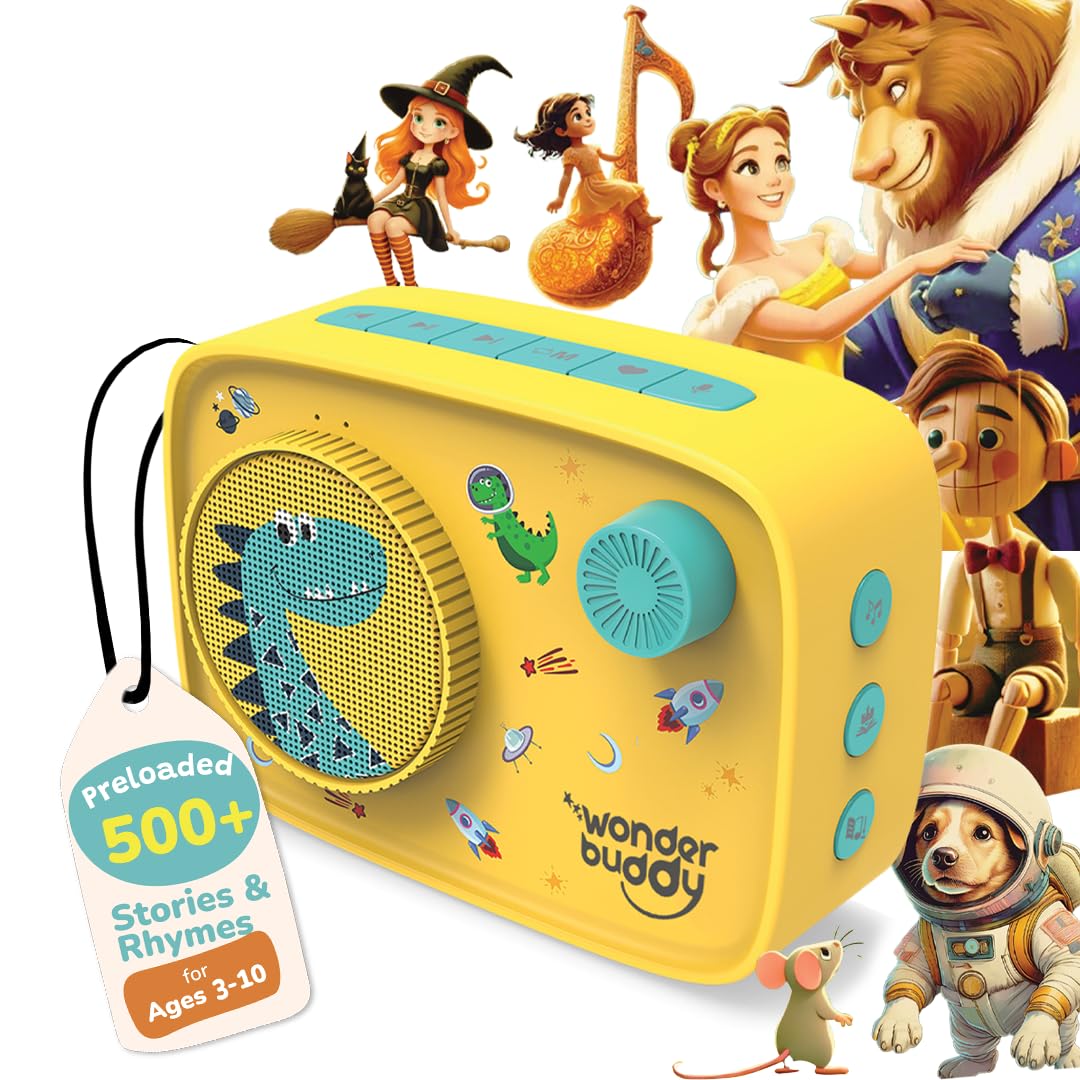 WonderBuddy Story Box front view with a kid-friendly design for screen-free storytelling.