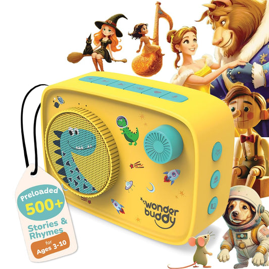 WonderBuddy Story Box front view with a kid-friendly design for screen-free storytelling.