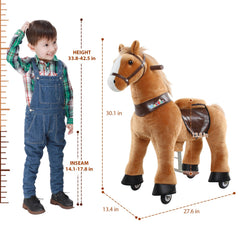 WondeRides ride-on horse wheel close-up shows smooth-rolling wheels