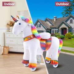 WondeRides ride-on unicorn mechanical walking system demonstrates smooth forward motion.