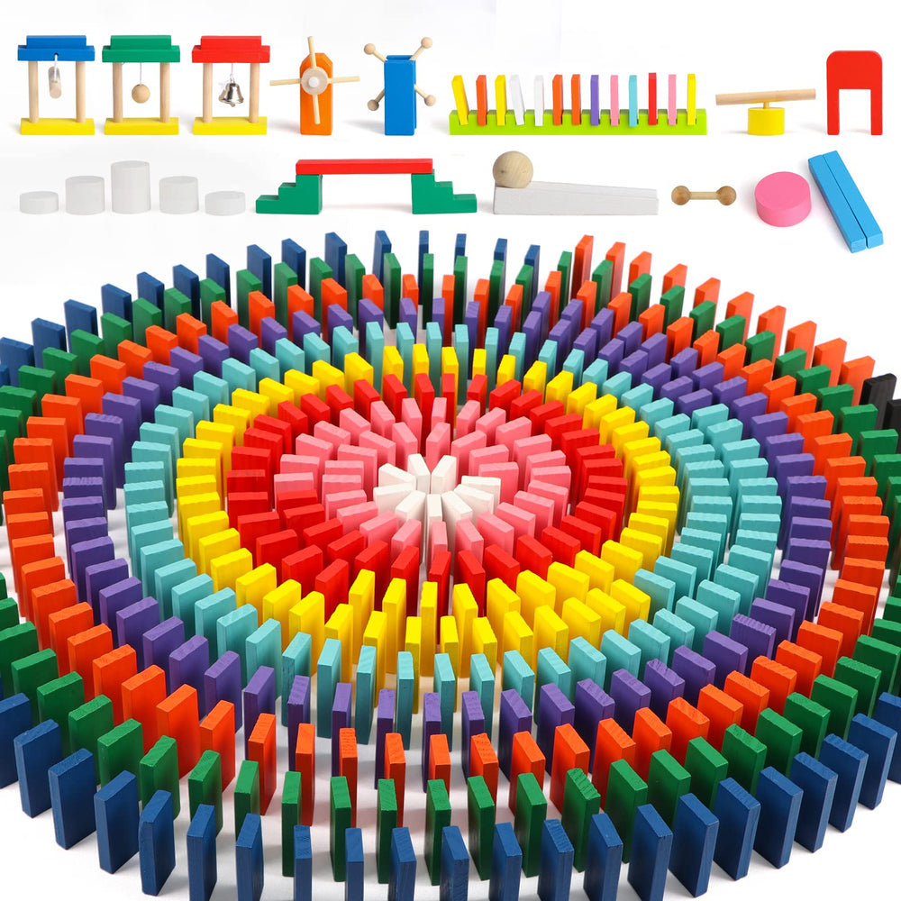 Wondertoys 1000-piece dominoes set, color-sorted for quick setup and organized play.