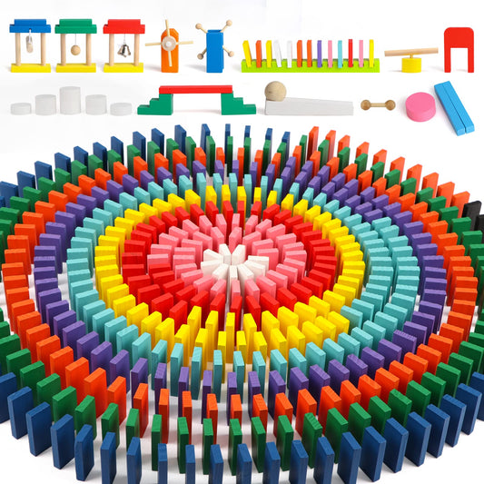 Wondertoys 1000-piece dominoes set, color-sorted for quick setup and organized play.