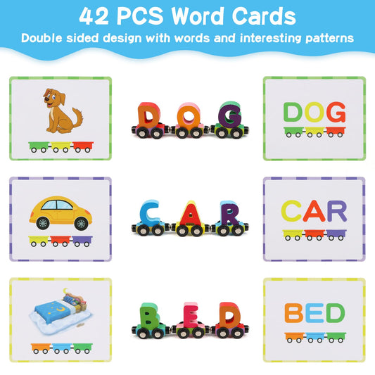 Wondertoys Alphabet Train Cars connected for longer trains