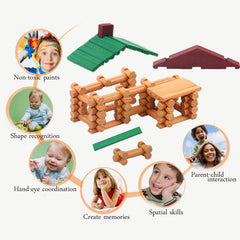 Wondertoys color-stained logs provide a realistic look and tactile satisfaction during assembly.