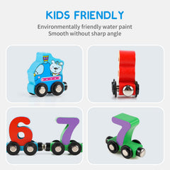 Wondertoys number train car 2 illustrating sliding wheels in action