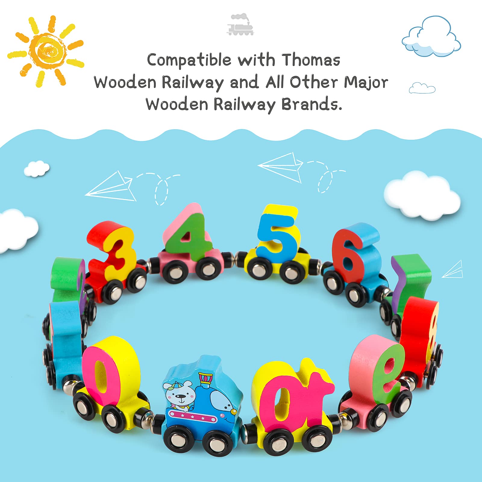 Wondertoys number train car 3 highlighting colorful digits for counting
