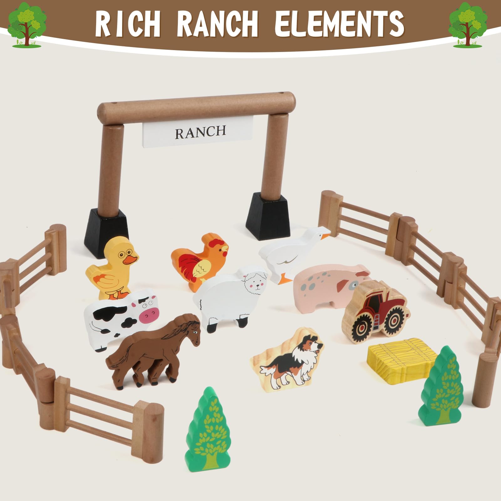 Wondertoys Ranch wooden log set portable carry case for easy cleanup