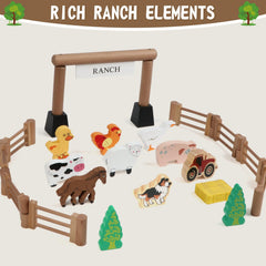 Wondertoys Ranch wooden log set portable carry case for easy cleanup