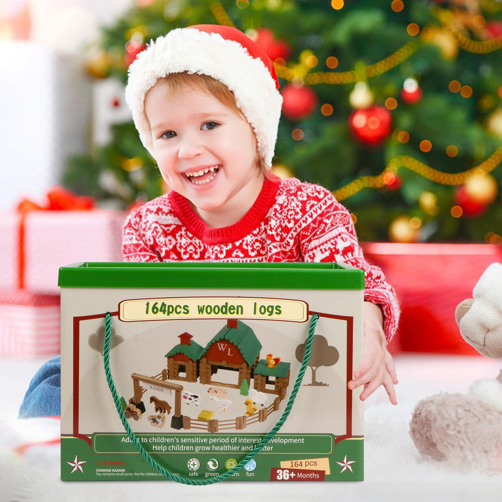 Wondertoys Ranch wooden log set farm scenes spark imagination