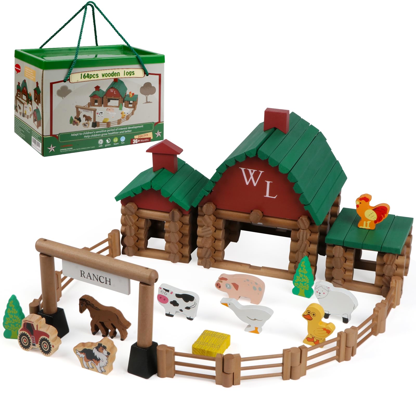 Wondertoys Ranch wooden log set sturdy edges ensure safe play