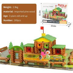 Wondertoys school building cabin assembly sparks spatial thinking and problem solving.