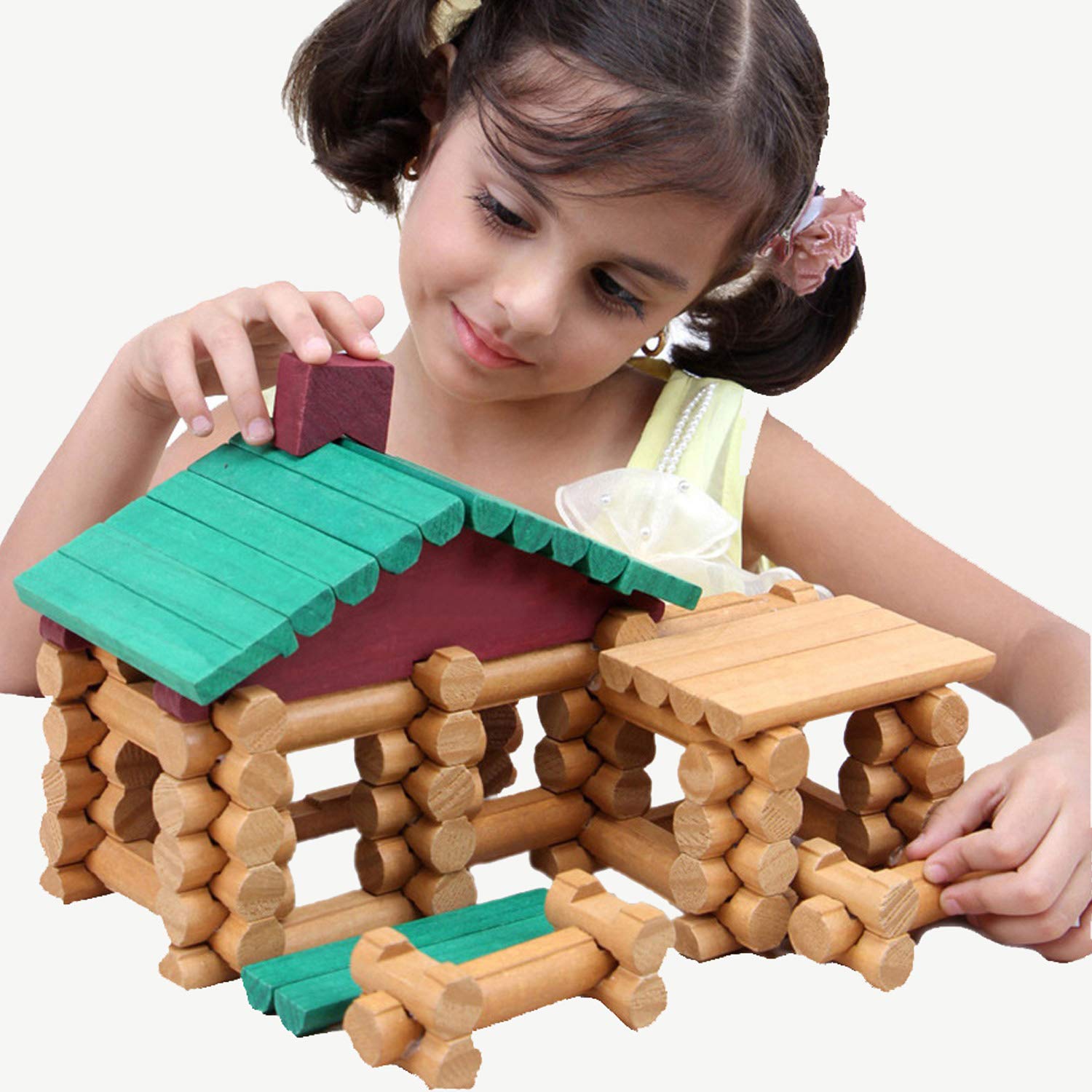 Wondertoys sturdy storage box keeps logs organized for quick cleanup after playtime.