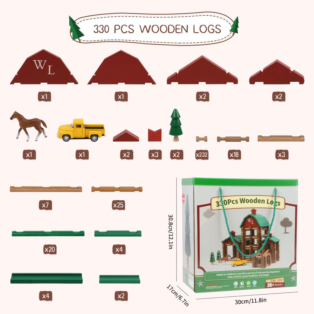 Wondertoys wooden log cabin set makes a great gift for birthdays and holidays.