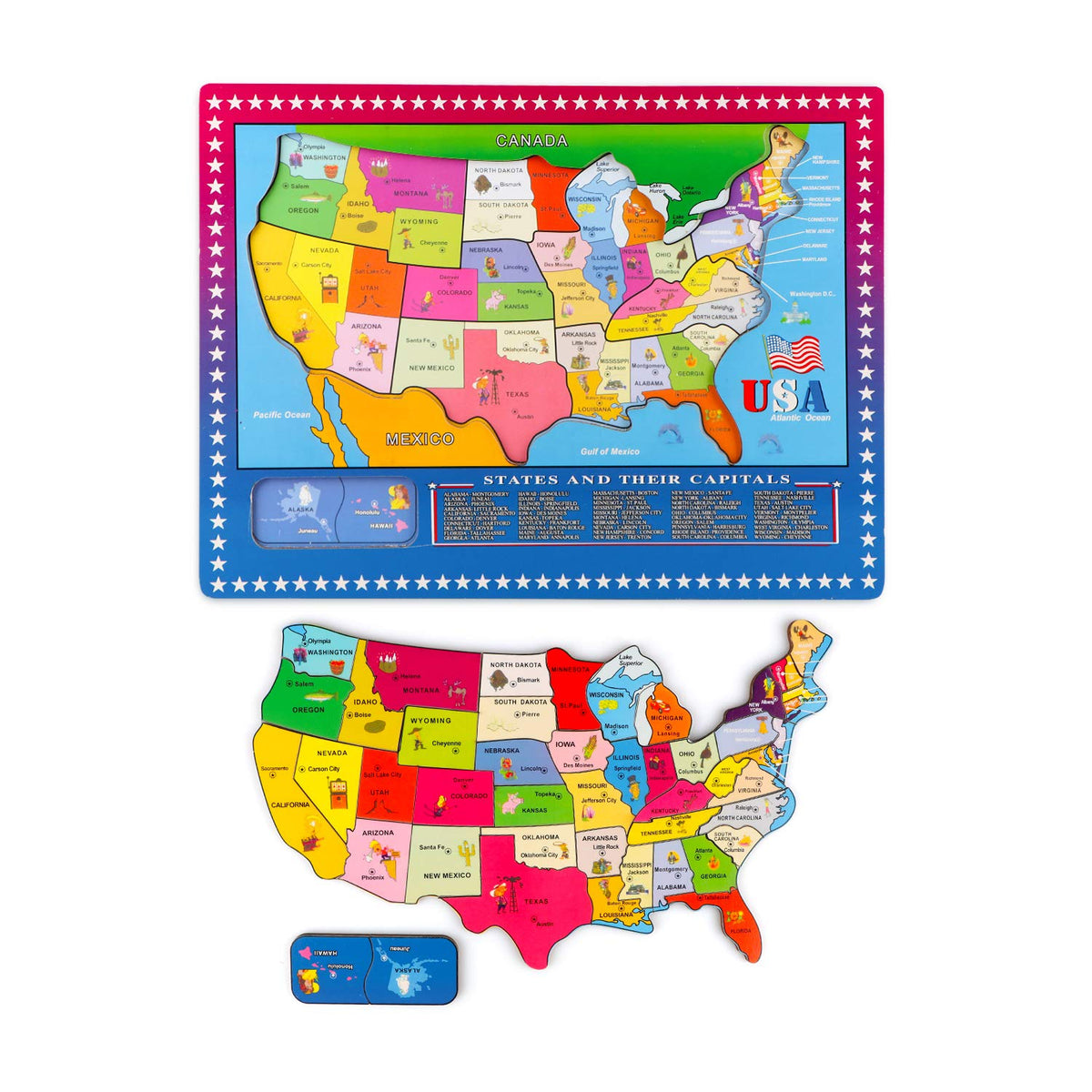 Wondertoys 46-piece USA map puzzle full map view for geography learning