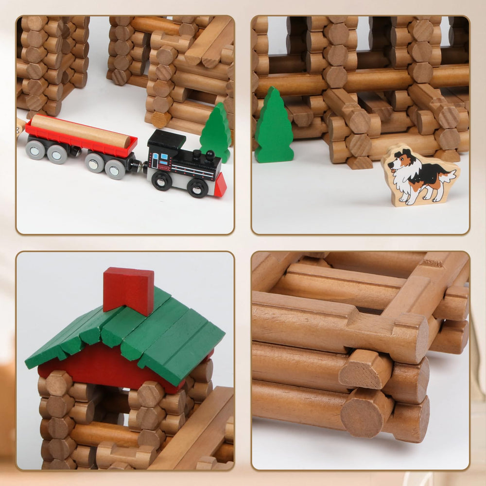 Wooden log set includes lumber truck for realistic construction play and role-play scenarios.