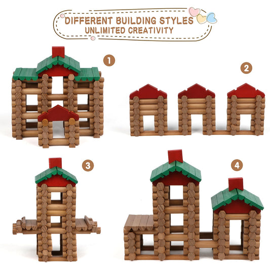 Train engine and lumber truck from Wondertoys set enhance storytelling and construction play.