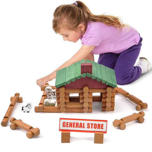 Wondertoys wooden logs building parts for creative construction and problem-solving
