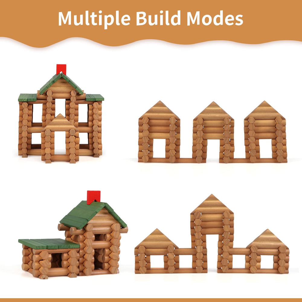 Wondertoys wooden logs close-up pieces highlight natural wood and safe rounded edges