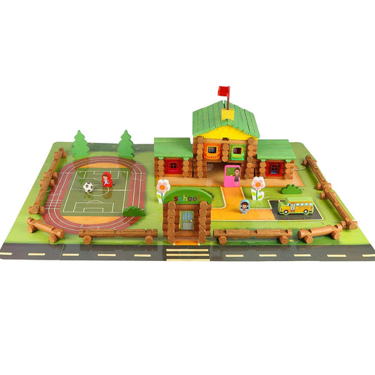 Wondertoys wooden logs connectors help kids link pieces for endless builds.