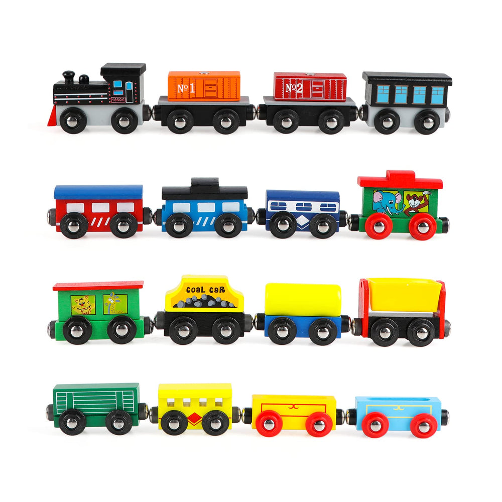 Wondertoys wooden train engines: sturdy, safe play for toddlers.