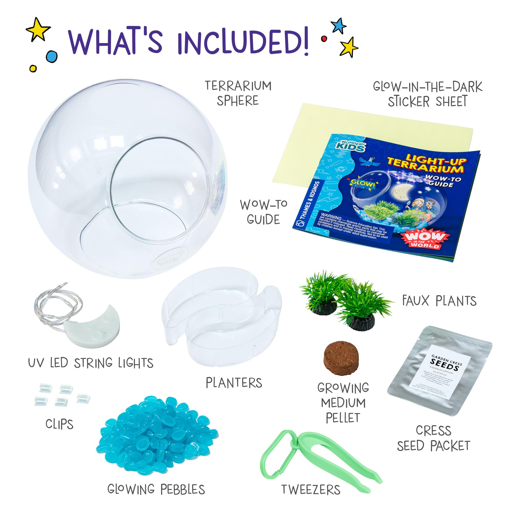WONDERY KIDS glow-in-the-dark stars decorate the terrarium and spark imagination