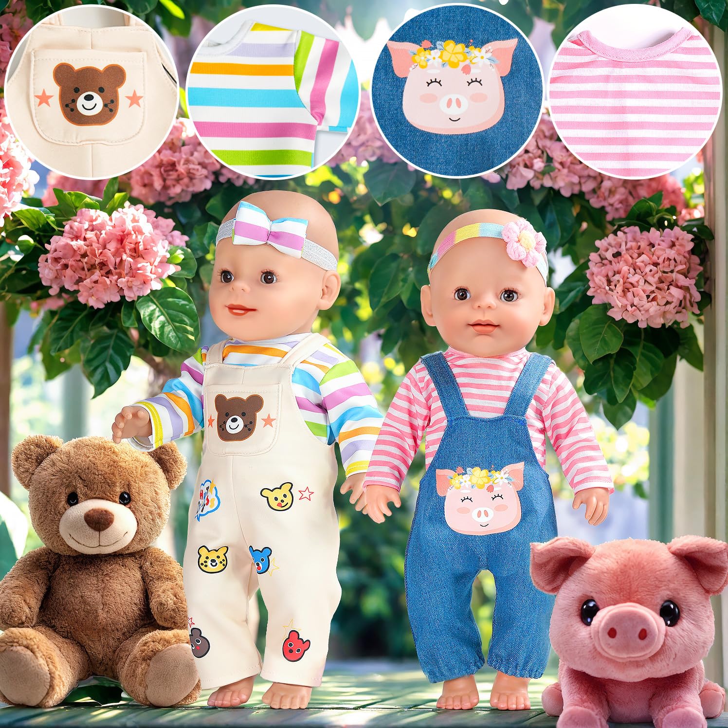 WONDOLL 43 cm newborn compatible outfits for gentle, easy changes.