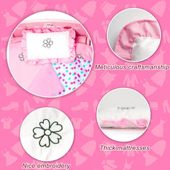 WONDOLL blue and pink polka dot quilt sparks pretend adventures.